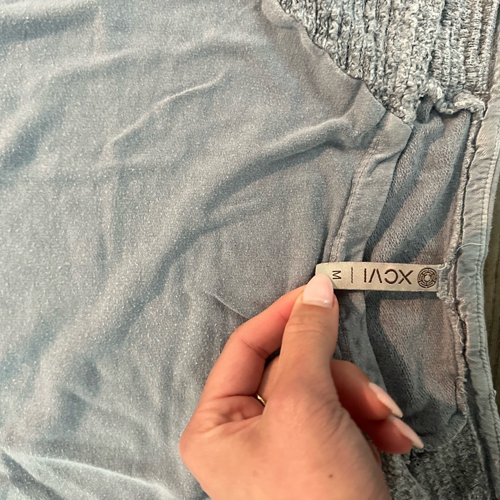 XCVI Soft Gray Blouse
